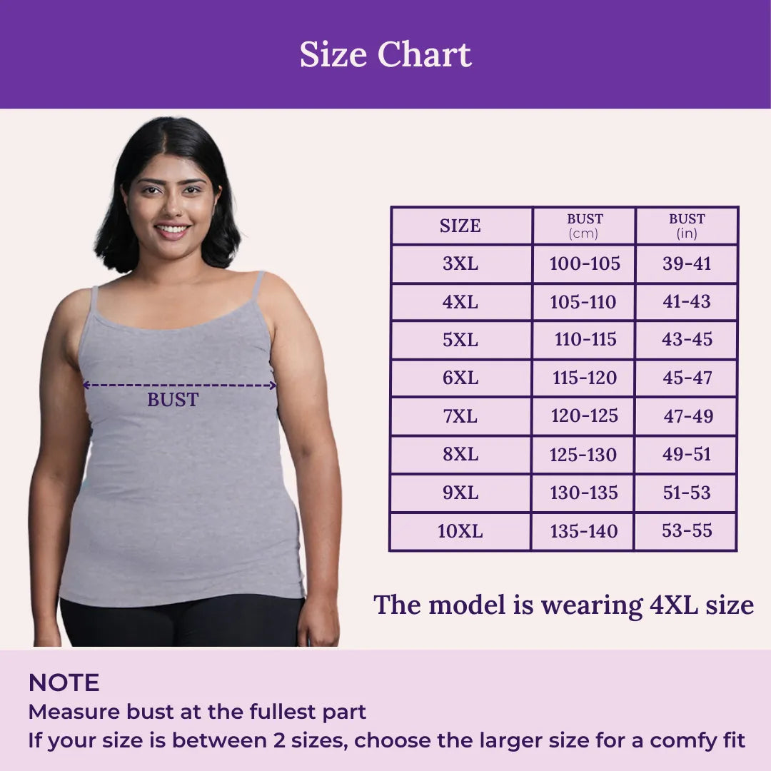 Size Chart For Plus Size Camisole Adjustable Strap