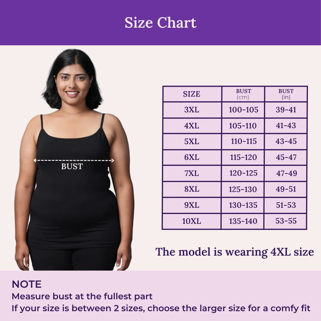 Size Chart For Plus Size Camisole Adjustable Strap