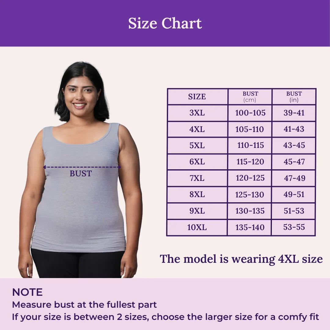 Size Chart For Plus Size Camisole Wider Fabric