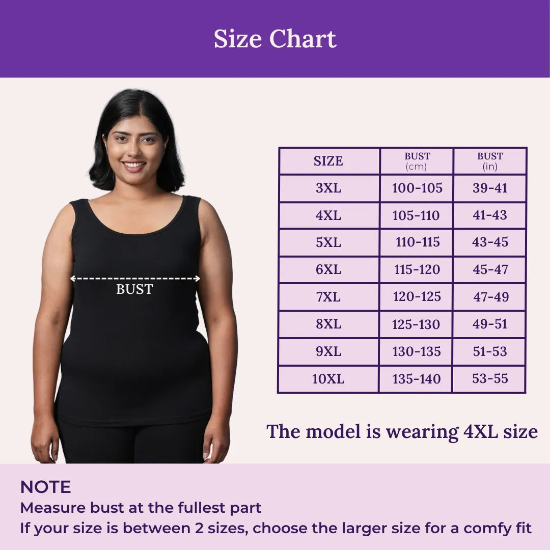 Size Chart For Plus Size Camisole Wider Fabric