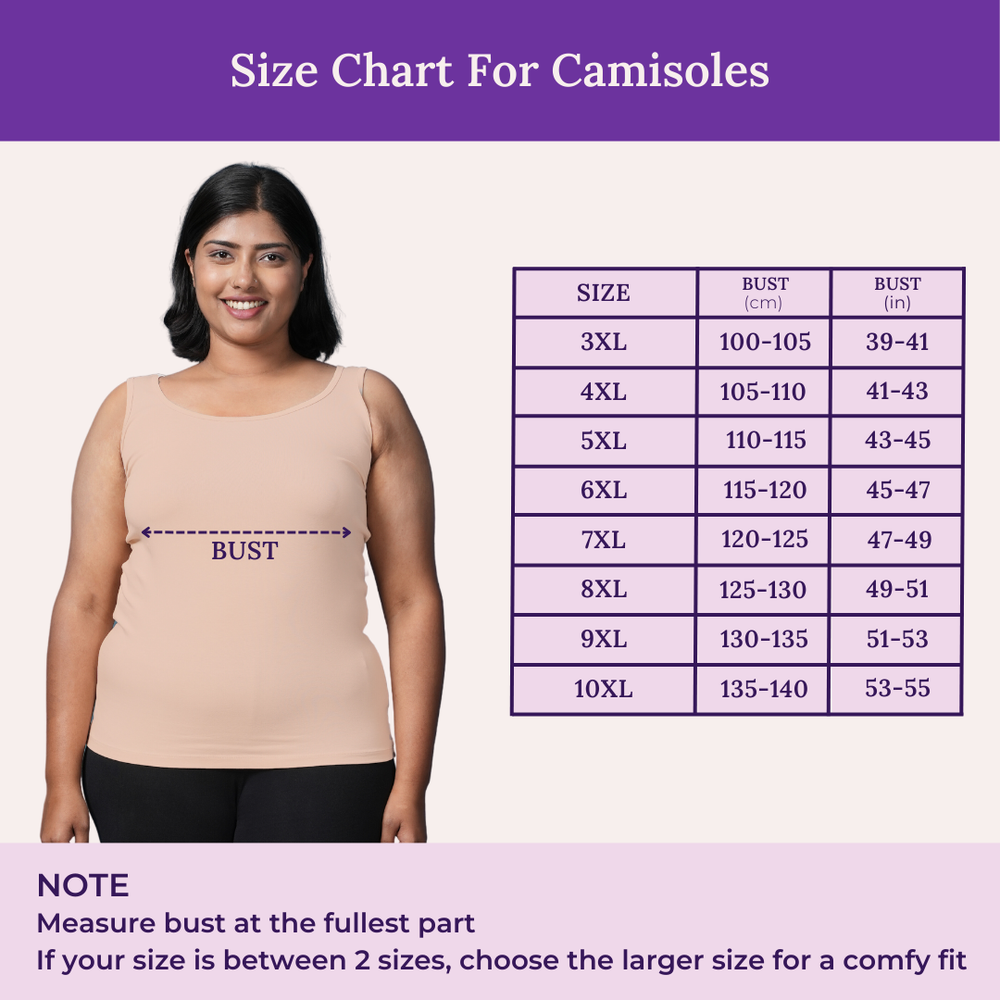 Size Chart For Plus Size Camisole Wider Strap