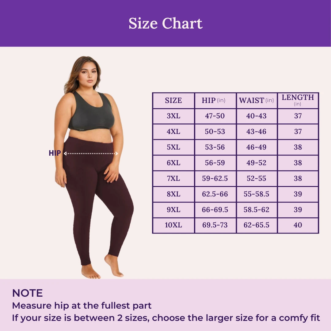 Size Chart For Plus Size Cotton Leggings Brown