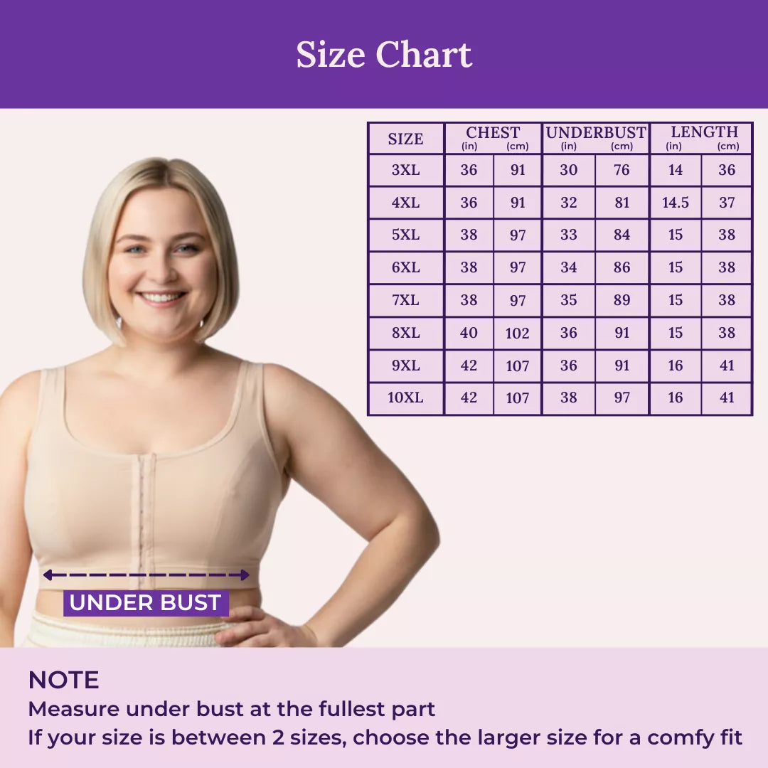 Size Chart For Plus Size Front Open Bras-Skin