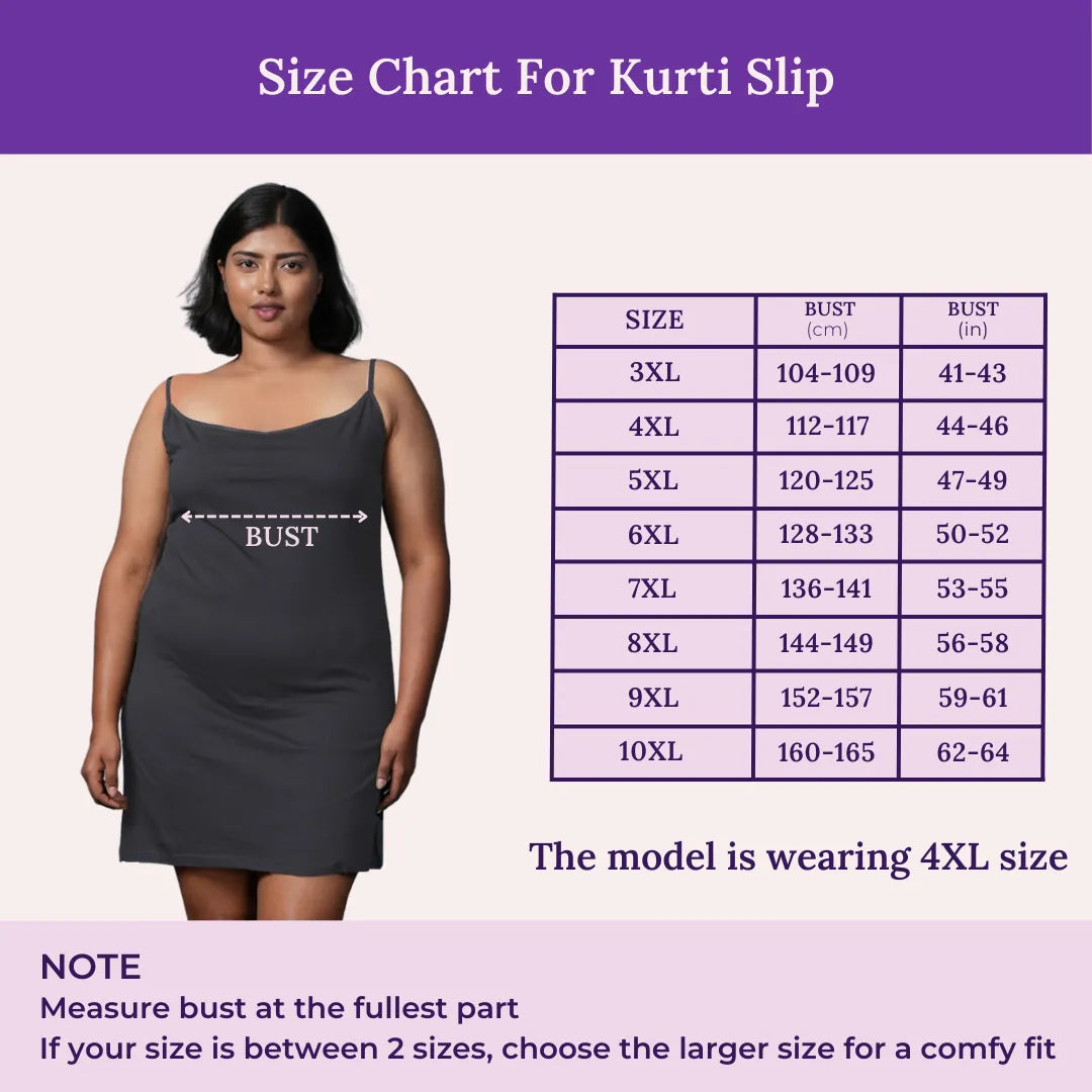 Size Chart For Plus Size Kurti Slip Adjustable Strap