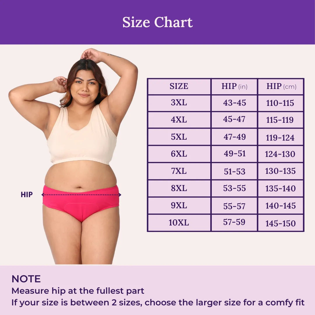 Size Chart For Plus Size Period Hipster