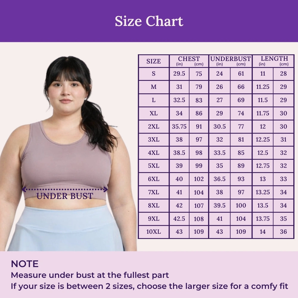 Size Chart For Plus Size Sports Bra