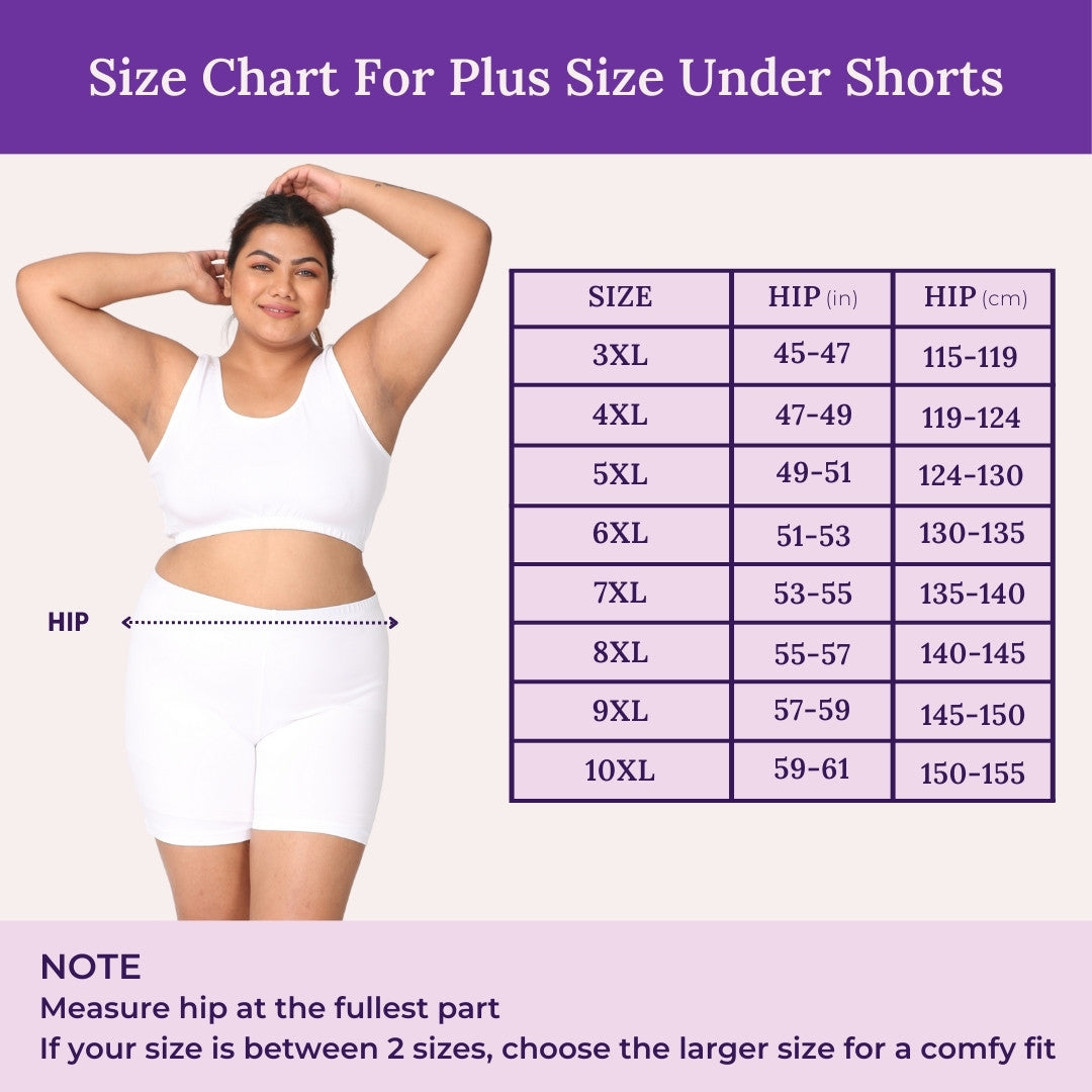 Adira underdress shorts plus size- Size chart