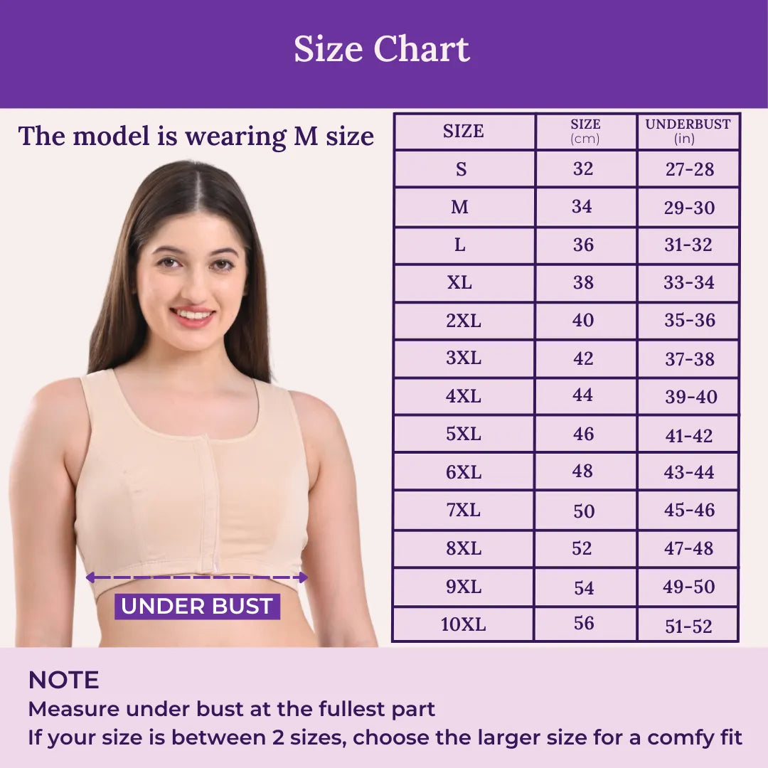 Size Chart For Post Surgery Recovery Bra