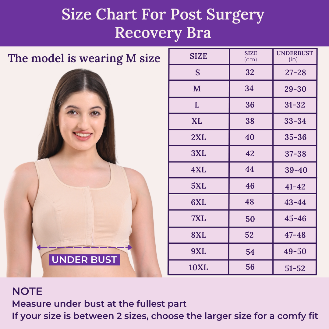 Size Chart For Post Surgery Recovery Bra