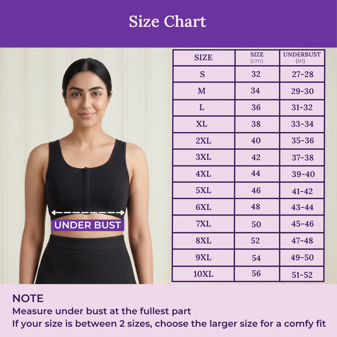 Size Chart For Post Surgery Recovery Bra