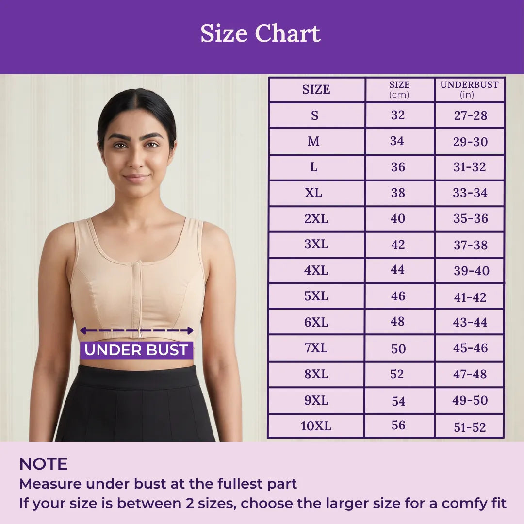Size Chart For Post Surgery Recovery Bra