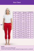 A size chart showing a full-body model on the left and a size table on the right with hip, waist, and length measurements by size. The header reads 'Size Chart'.