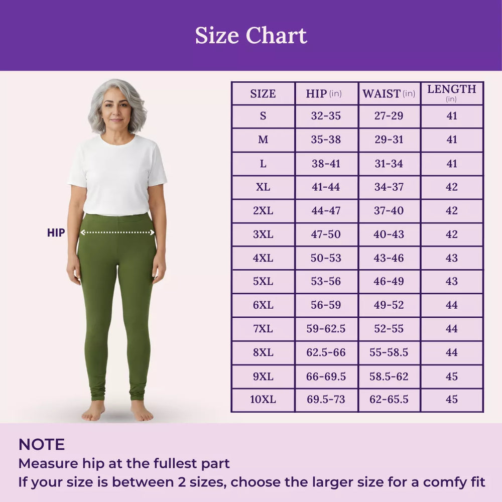 Size Chart For Senior Churidar Leggings Green