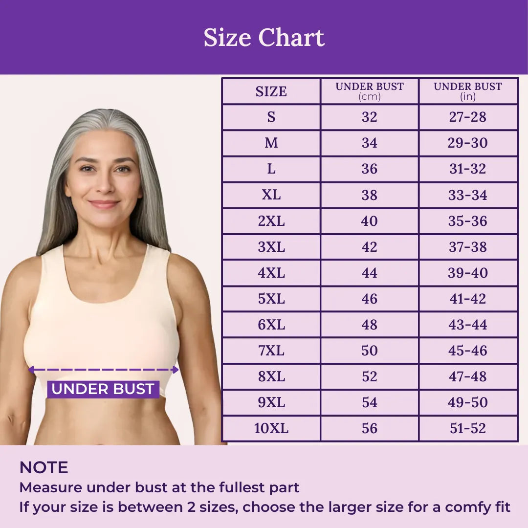 Size Chart For Sleep Bra For Elderly