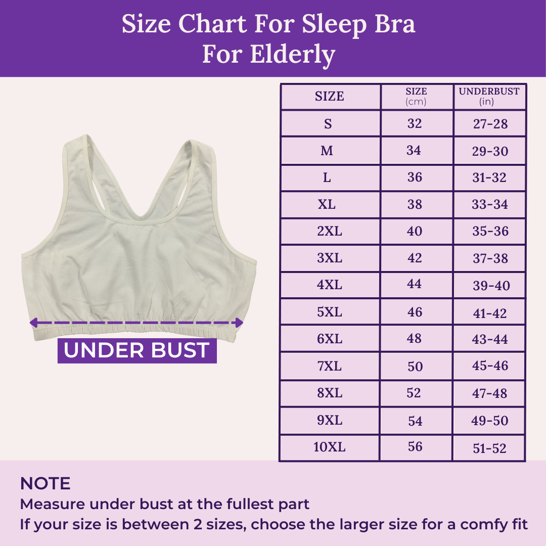 Size Chart For Sleep Bra For Elderly