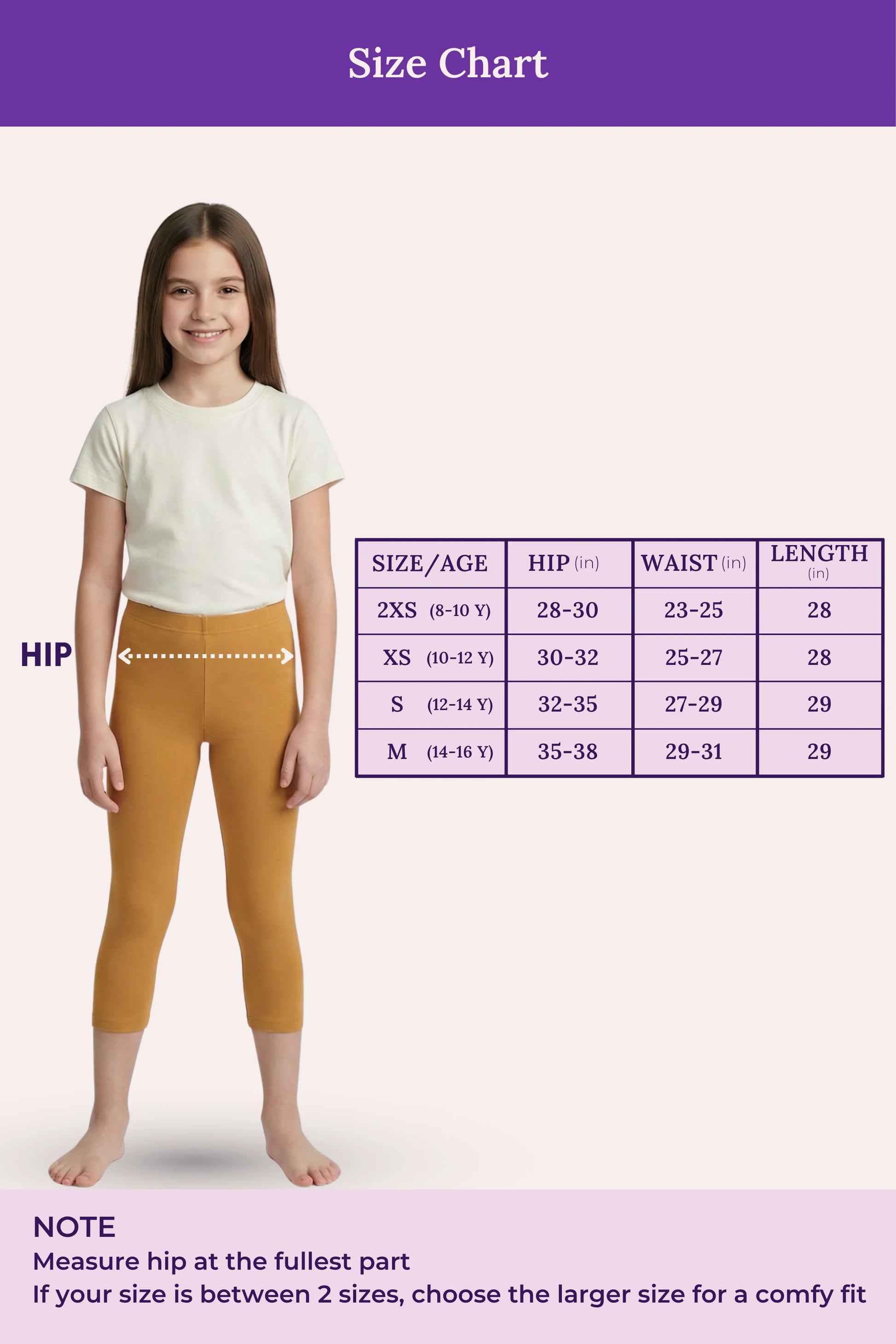 Cropped Leggings for Teen girls -Caramel