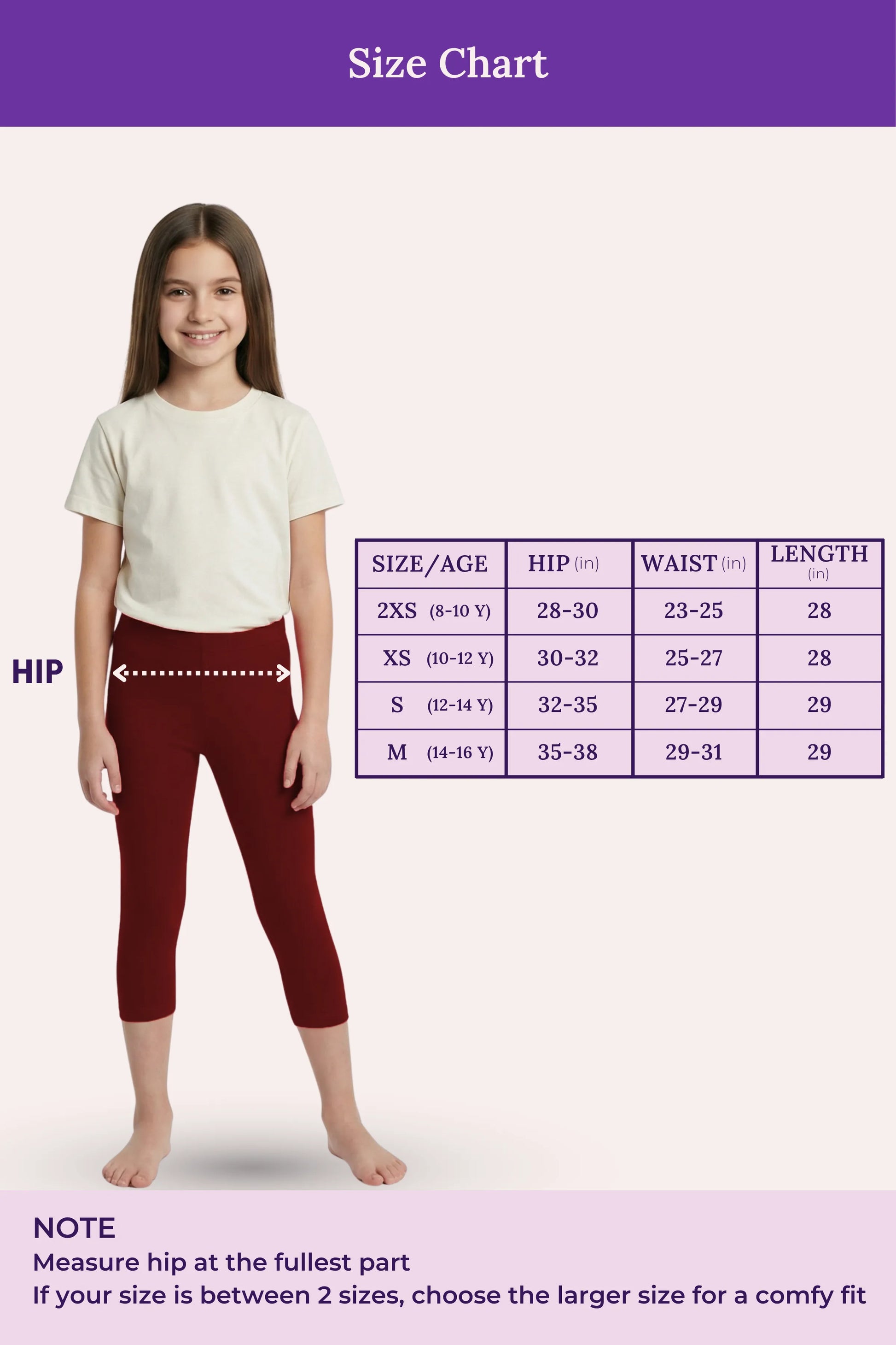 Teen cropped leggings -colour-maroon