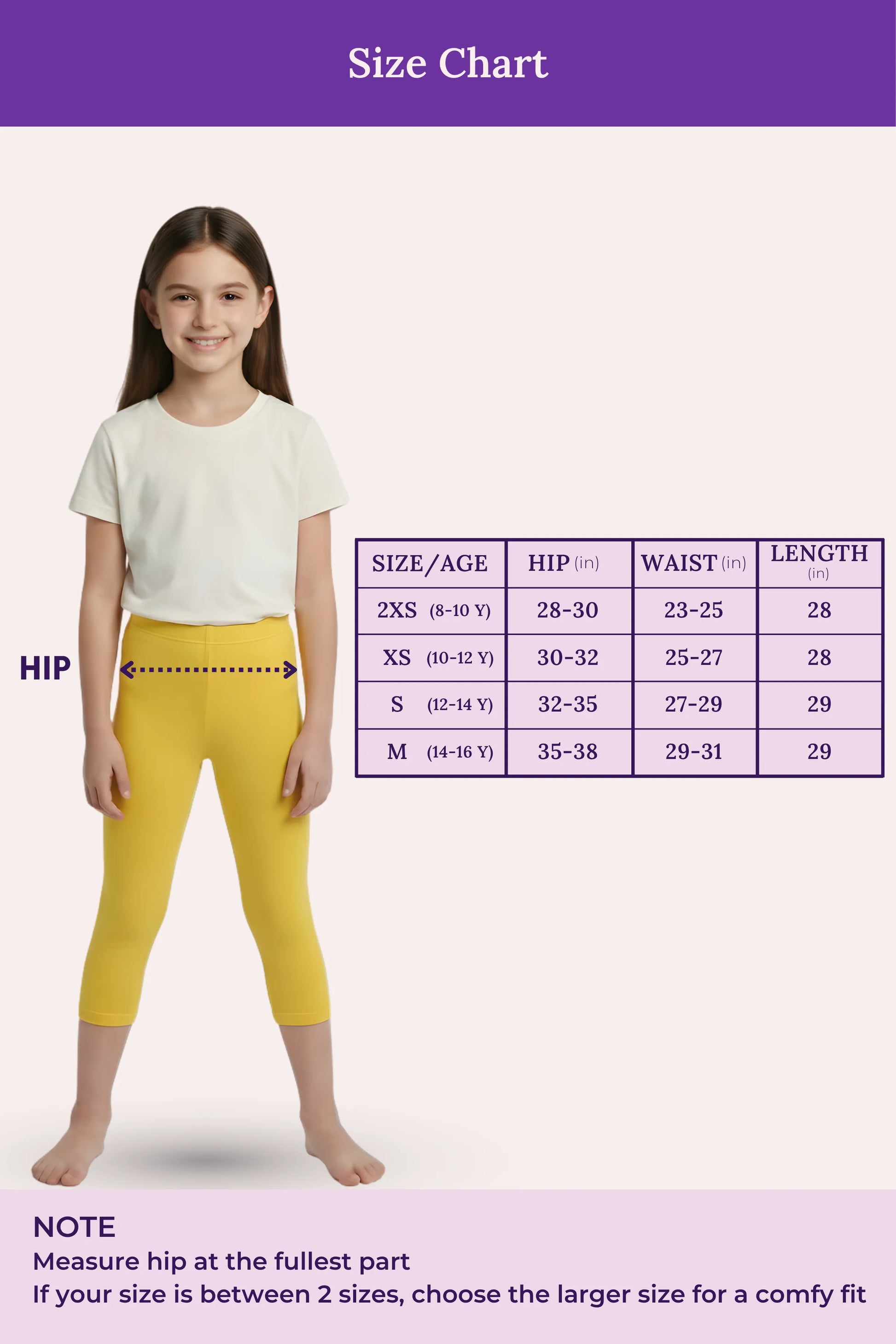 Teen girls Cropped Leggings - colour -Yellow