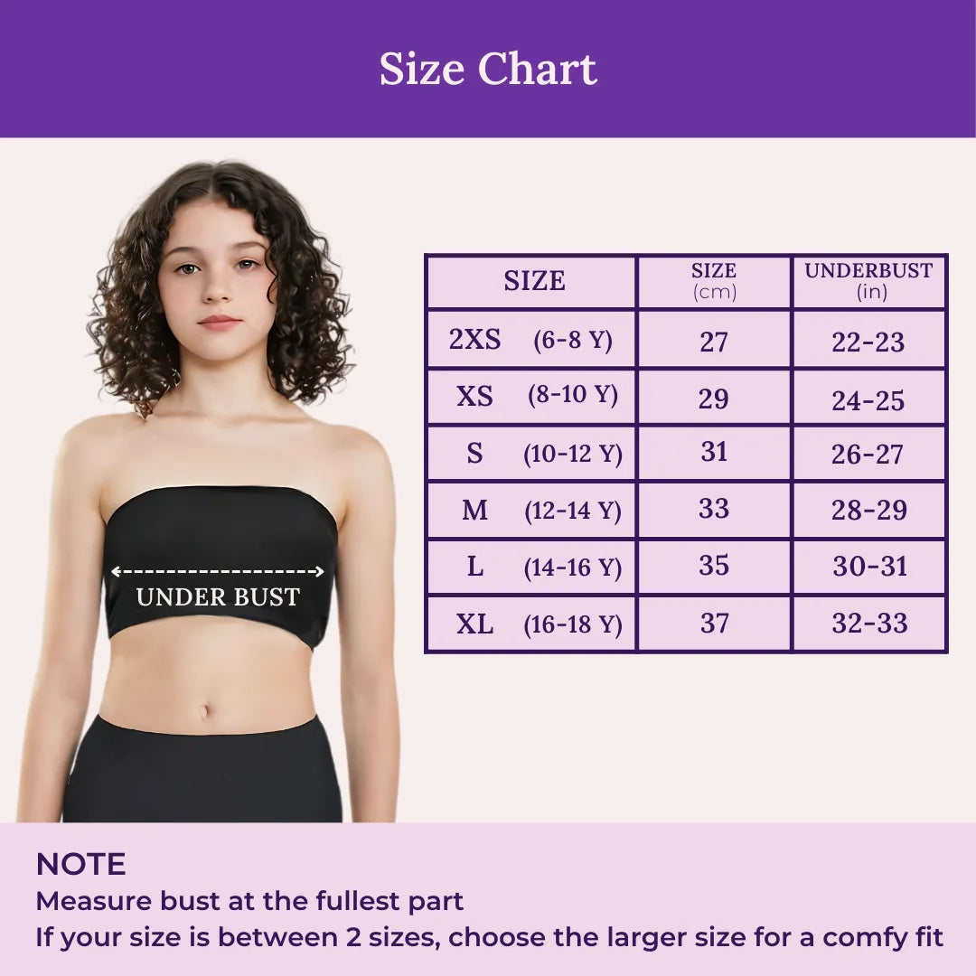Size Chart For Teen Tube Bra 