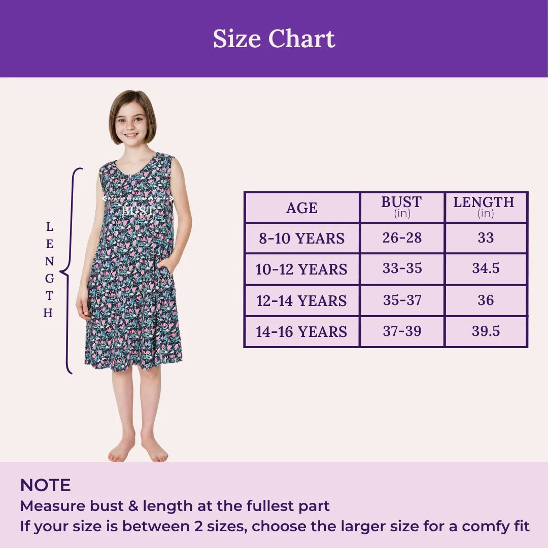 Size Chart For V-Neck Night Gowns 