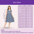 Size chart for a dress with a model wearing the v neck night gowns and measurements listed.