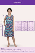 Size Chart For V-Neck Night Gowns Teen Blue Floral AOP