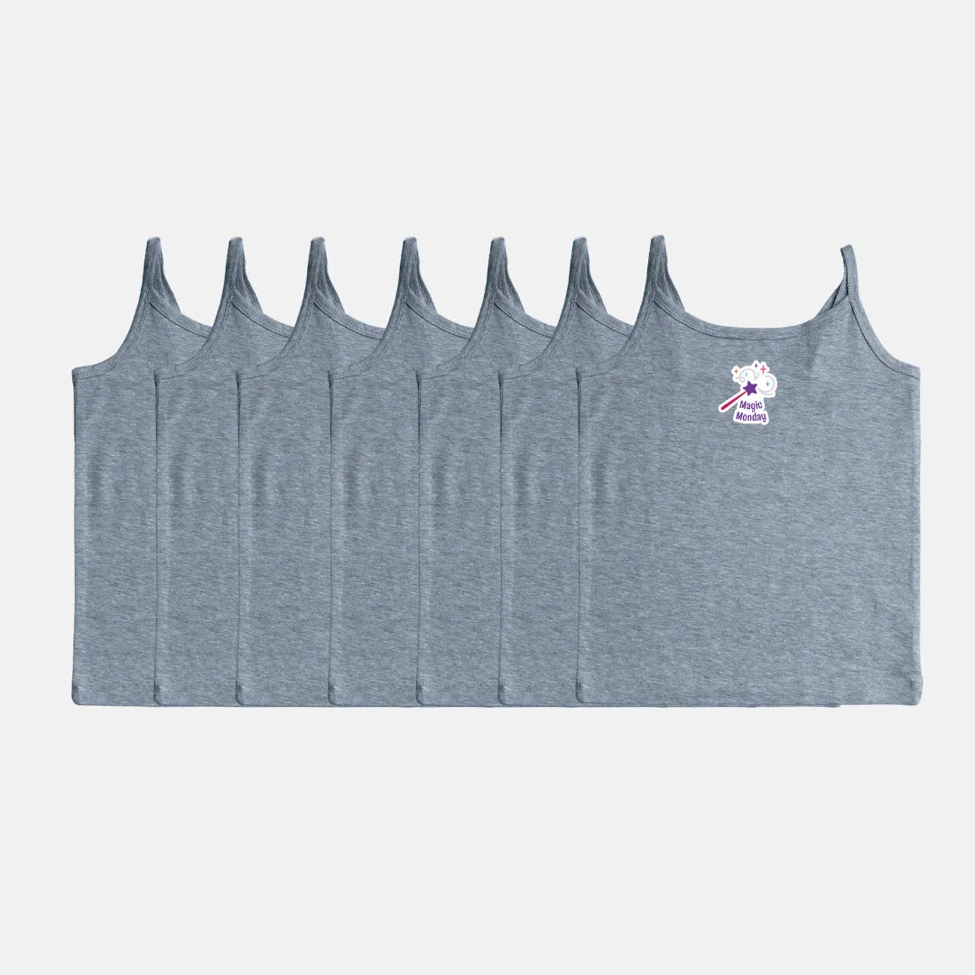Spaghetti Top For Baby Girl Grey Pack Of 7