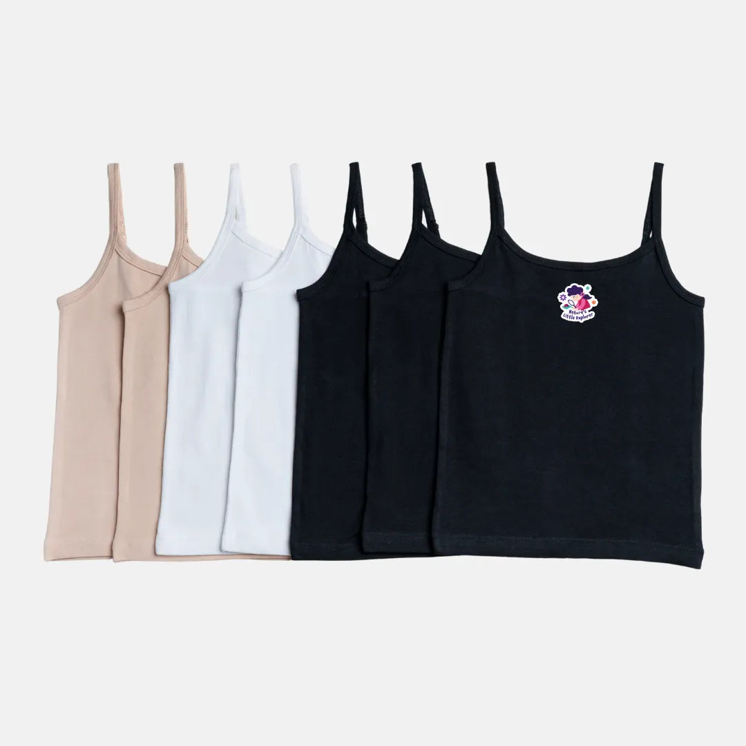 Spaghetti Top For Baby Girl Mixed Color Slips 7 Pack