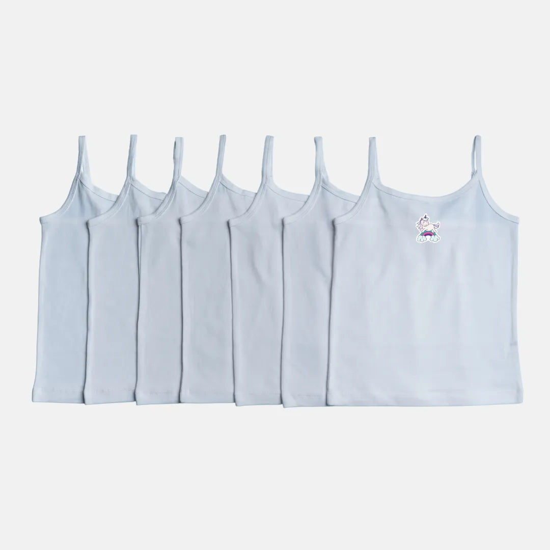 Spaghetti Top For Baby Girl White Pack Of 7