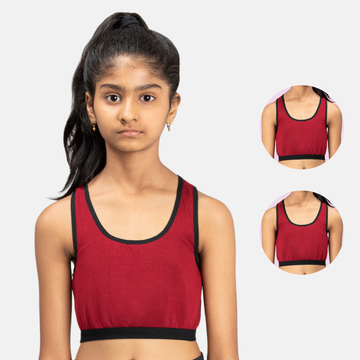 Sports Bra For Girls Maroon Pack Of 2