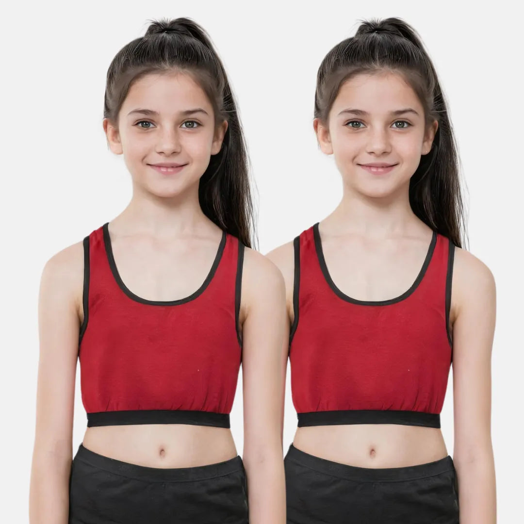 Sports Bra For Girls Maroon Pack Of 2