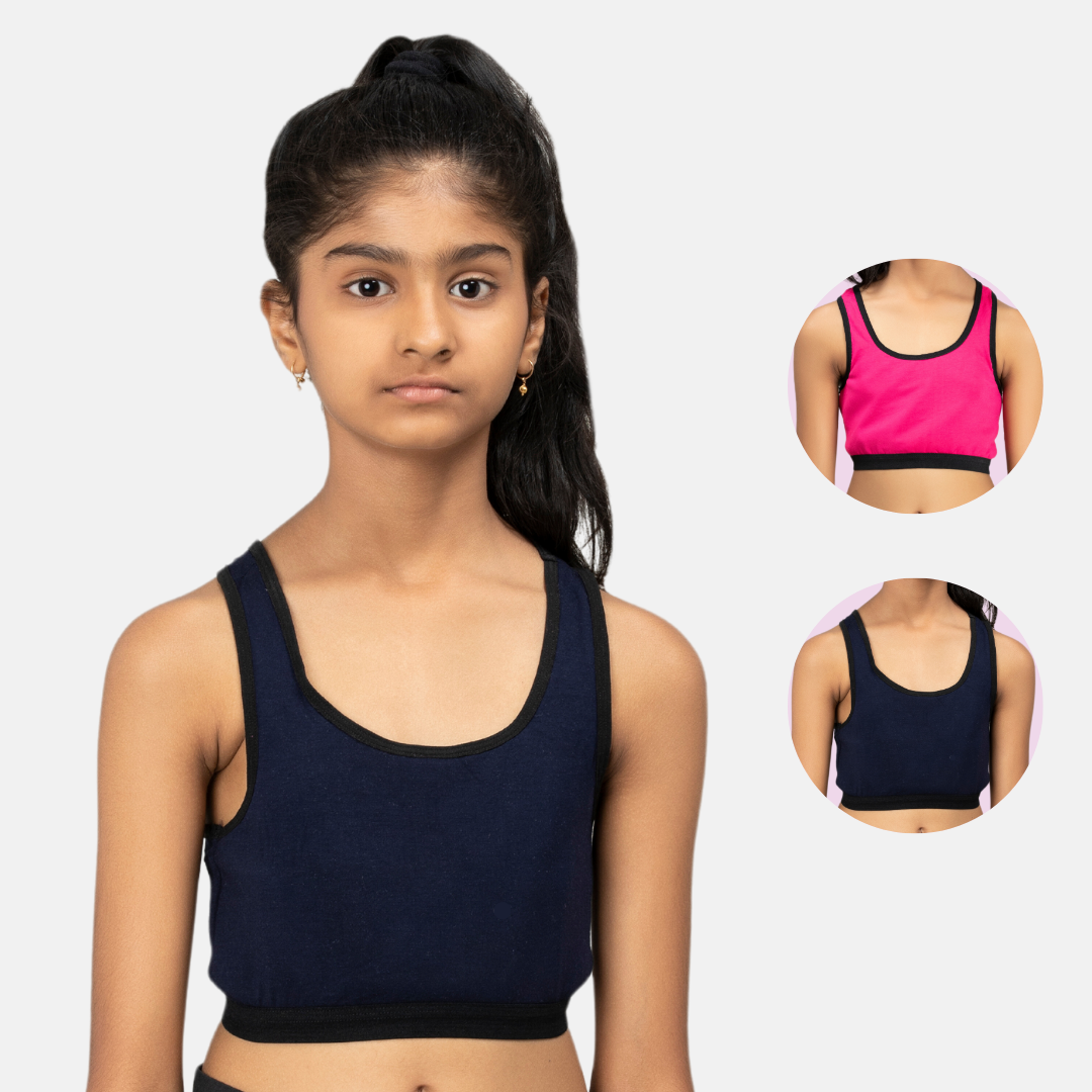 Sports Bras For Teenage Dark Pink & Navy Blue