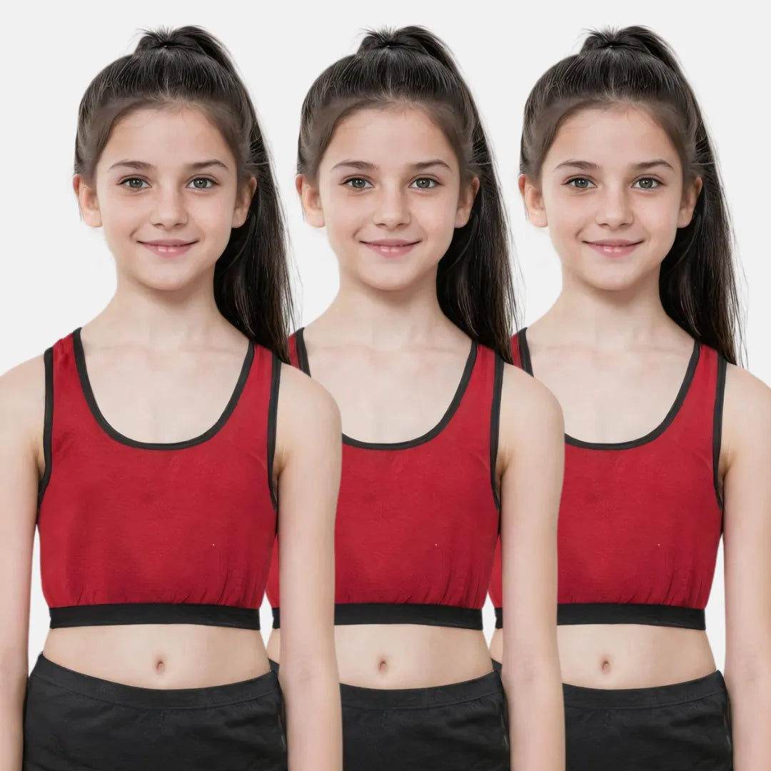 Sports Bras For Teenage Maroon Pack Of 3