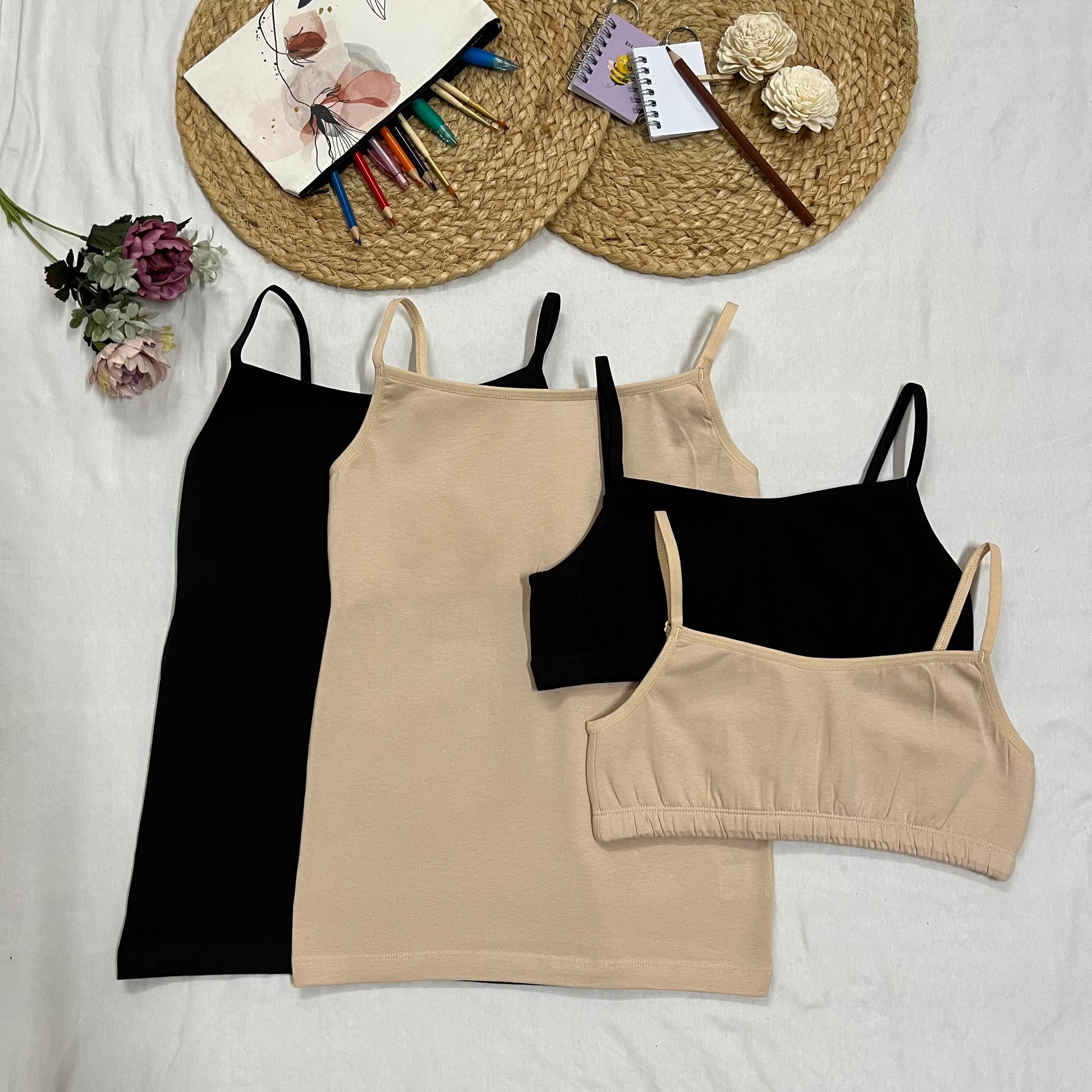 Starter Cami & Bra Combo Black &  Skin