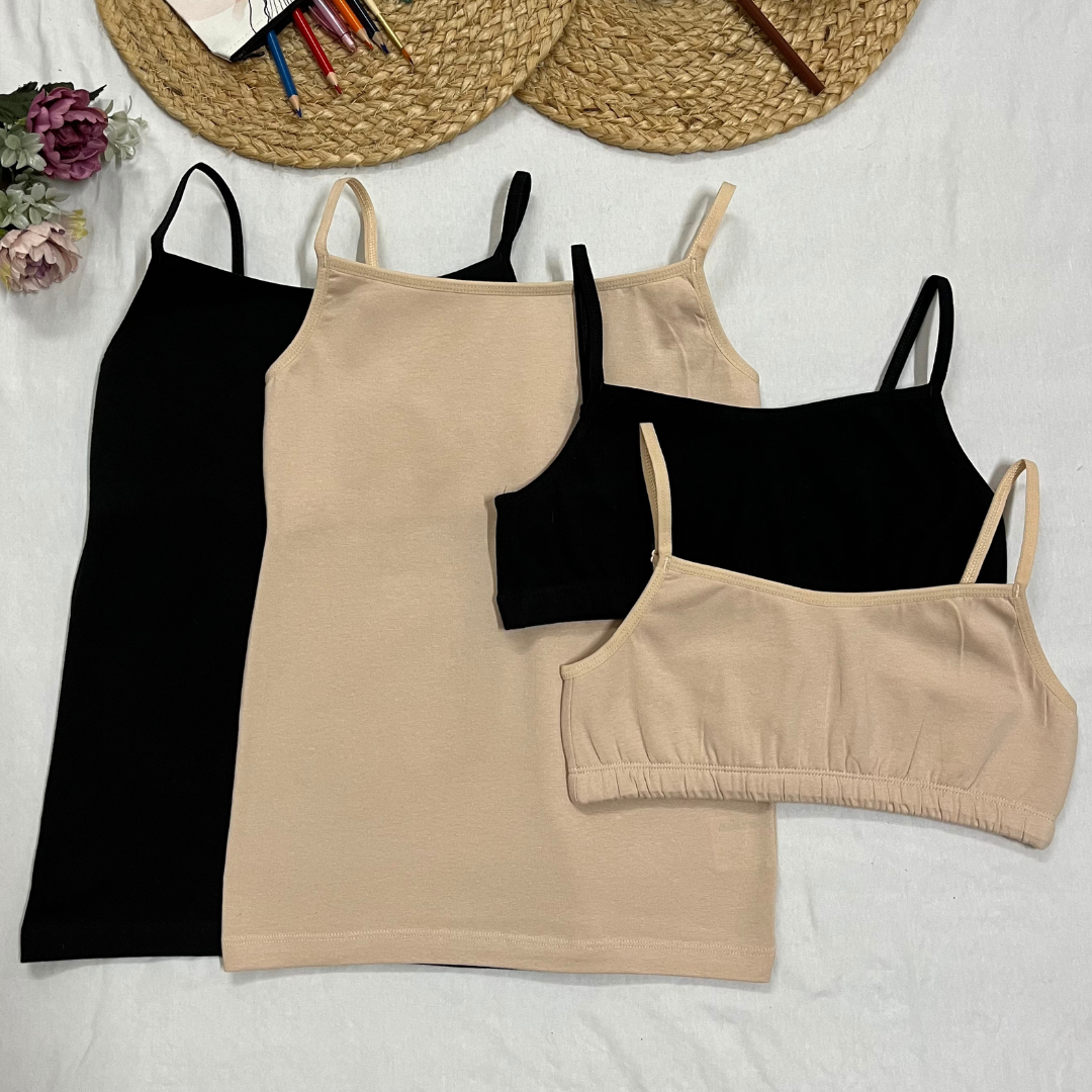 Starter Cami & Bra Combo Black & Skin