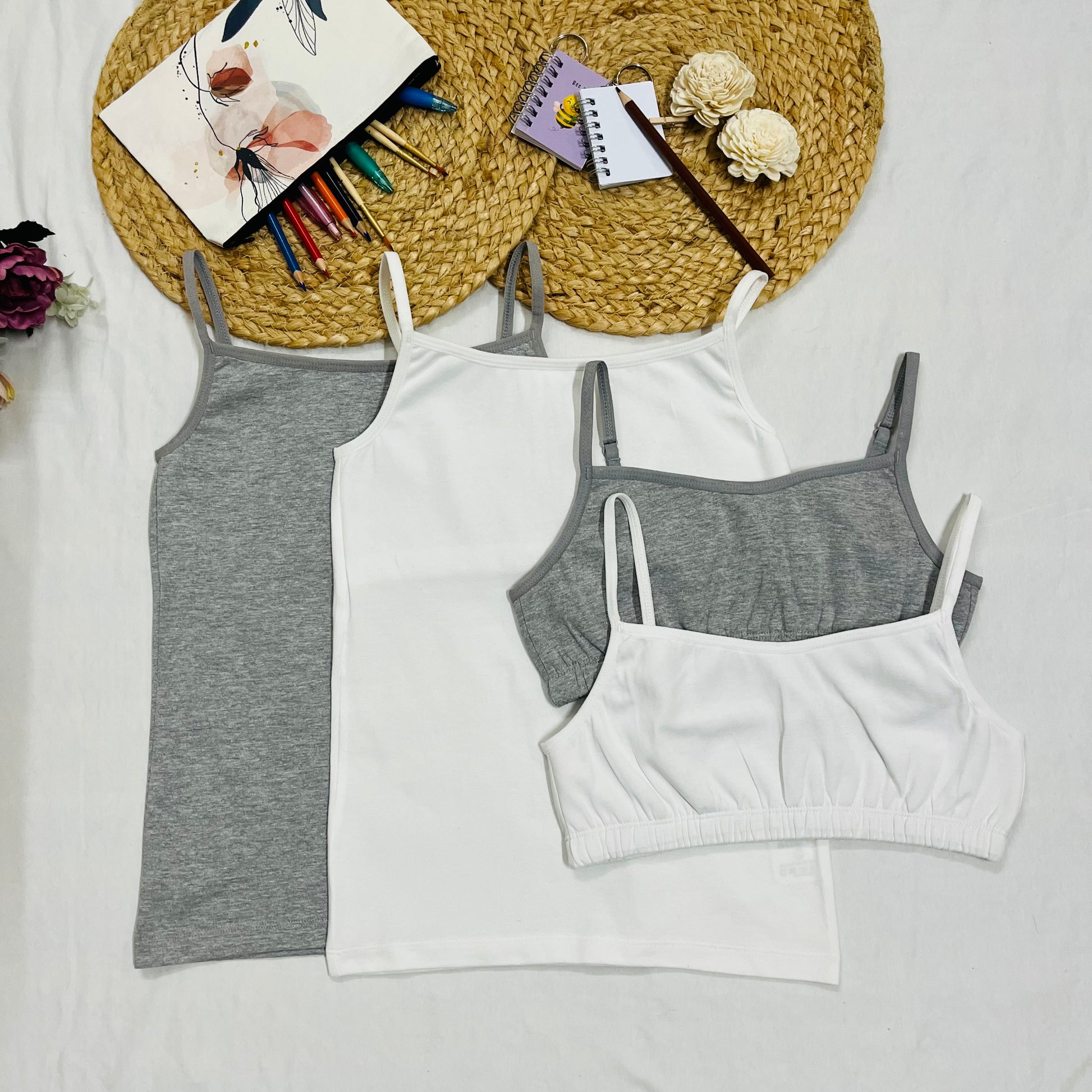 Starter Cami & Bra Combo Grey & White