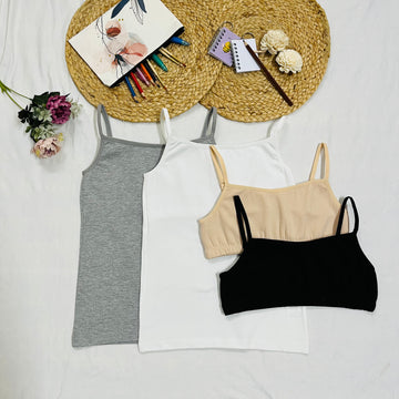 Starter Cami & Bra Combo Grey, White, Skin &  Black