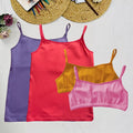 Starter Cami & Bra Combo Lavender, Light Coral, Mustard & Flamingo Pink