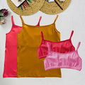 Starter Cami & Bra Combo Light Coral, Mustard, Light Coral & Flamingo Pink