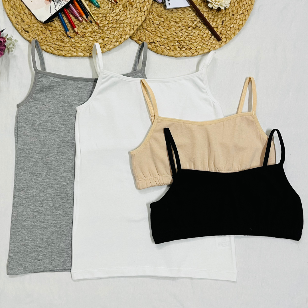 Starter Cami & Bra Combo White, Grey, Black & Skin