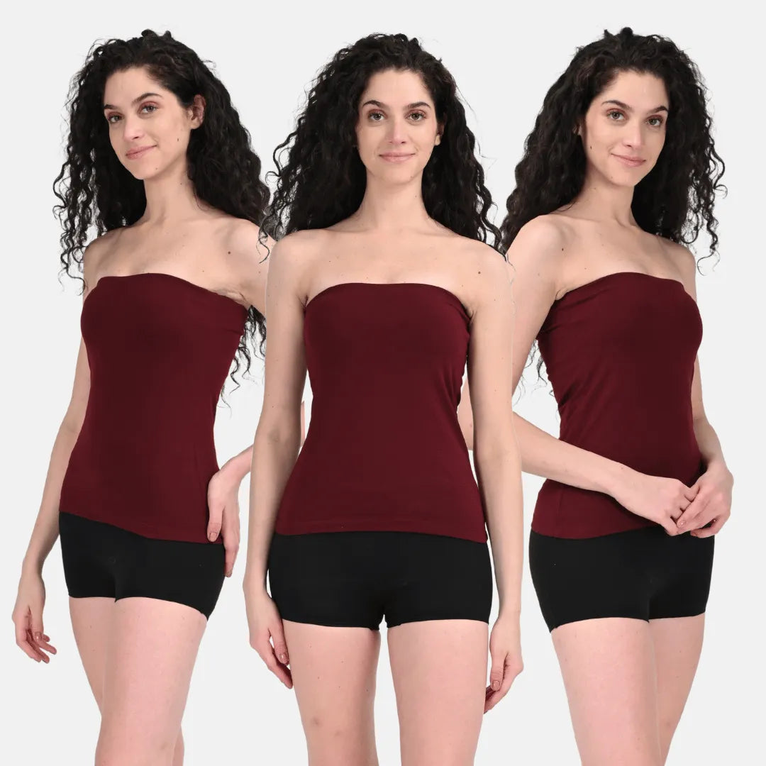 Strapless Tube Top Wine Pack Of 3