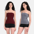 Strapless Tube Top Wine & Steel Grey