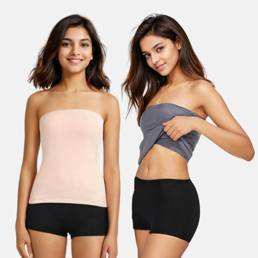 Strapless Top - Skin & Steel Grey