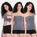 Strapless Tops For Women Steel Grey Pack Of 3