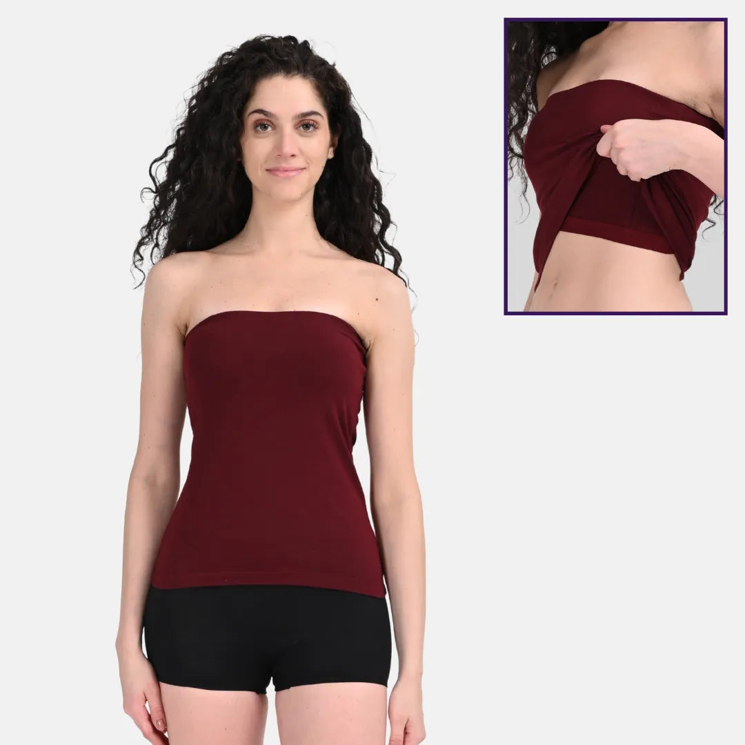 Strapless Tops For Women Wine Pack Of 1