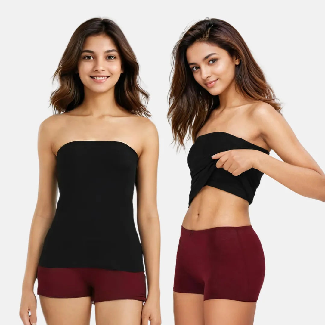 Strapless Tube Top - Black Pack Of 2
