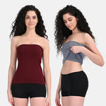 Strapless Tube Top Wine & Steel Grey