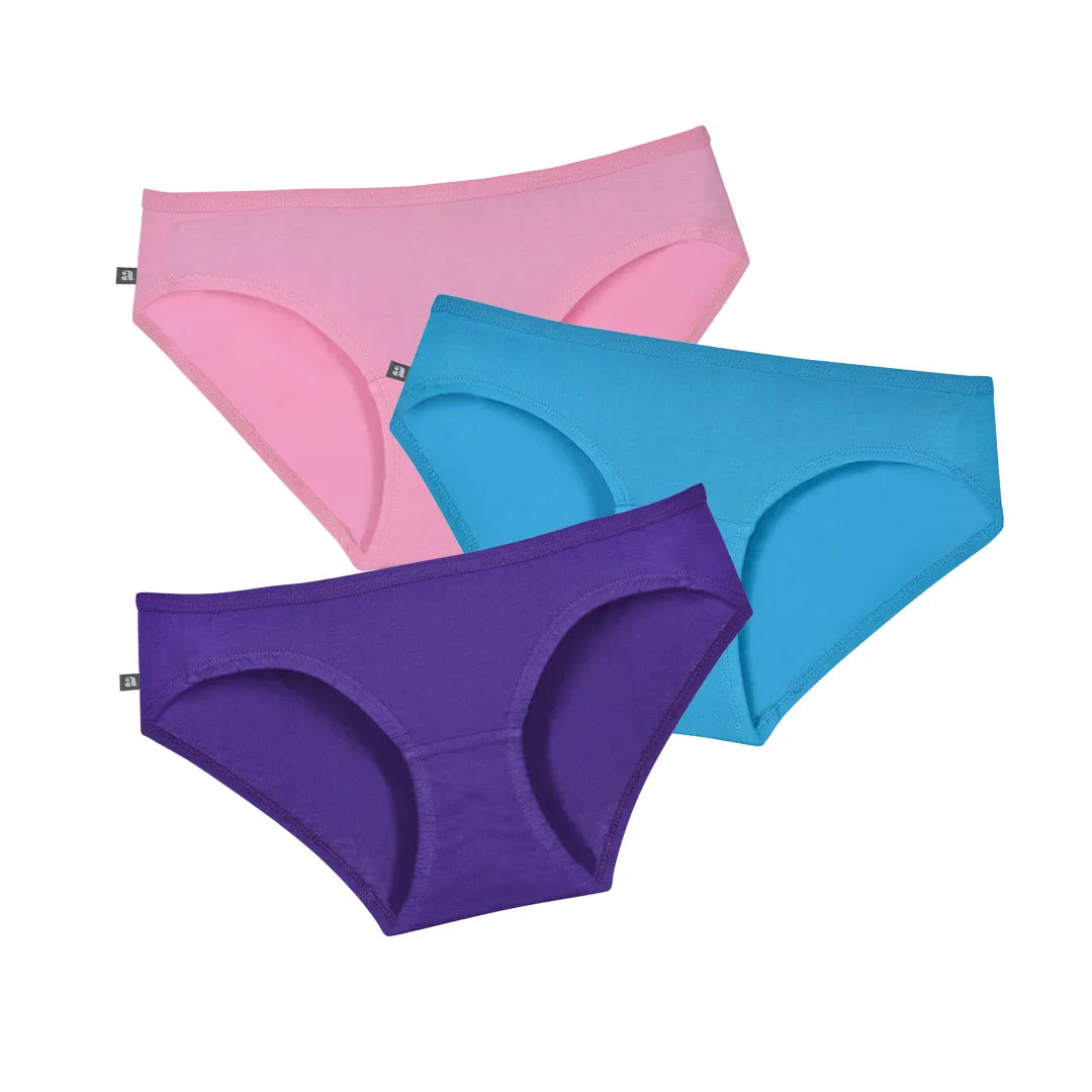 Teen Cotton Panty Set Light Pink, Light Blue & Magenta