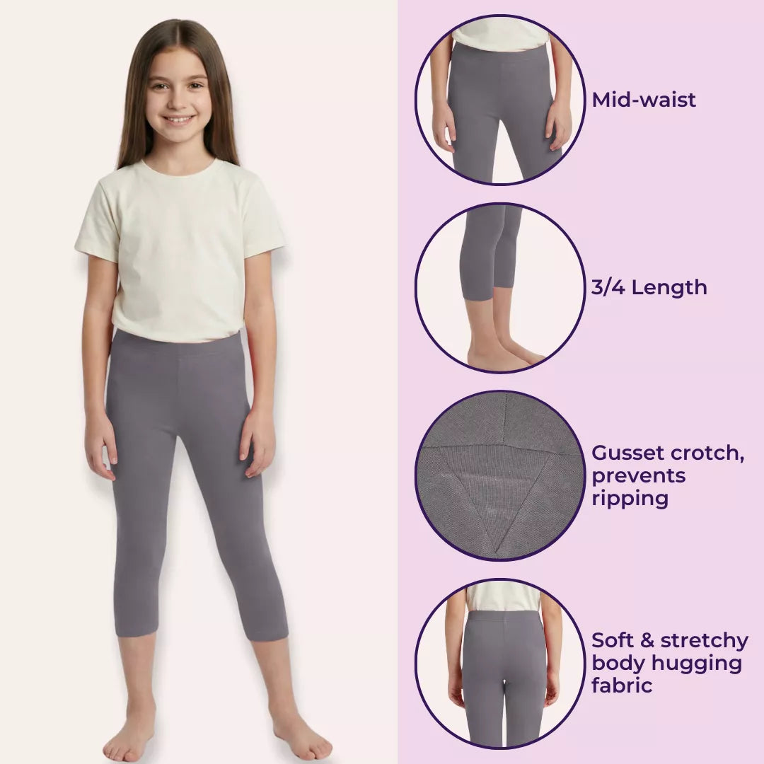 Short Leggings For Teens-Grey