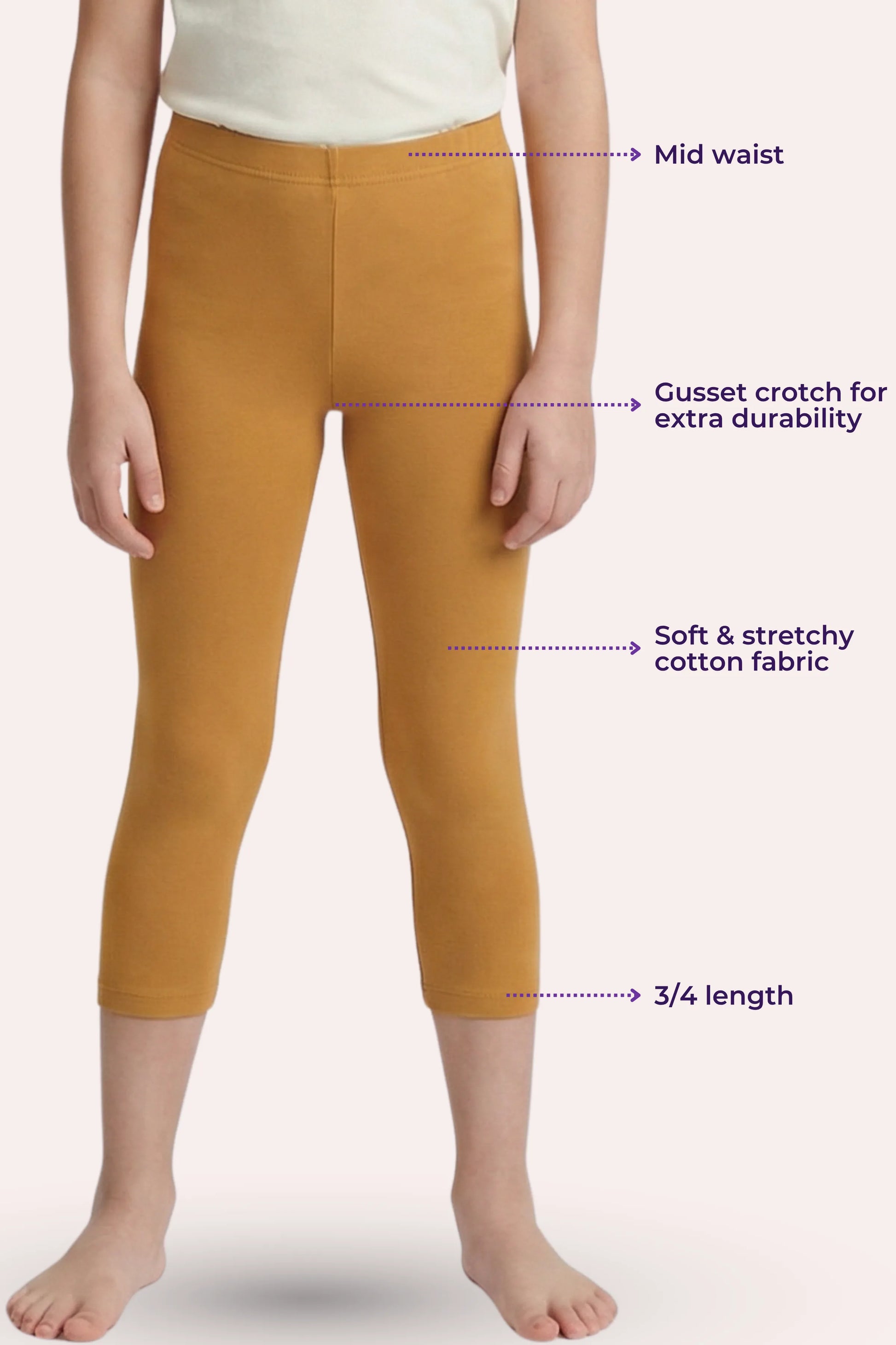 Cropped leggings for teen girls- color- caramel